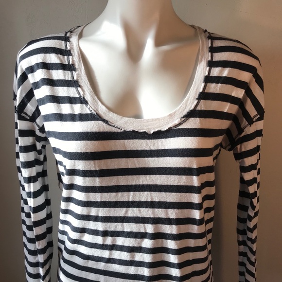 aerie Tops - Aerie Striped Tunic Top with Pockets, B&W